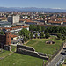 Turin from the top of the bell tower of the St. John the Baptist Cathedral - View on Palatine Gate, Po Valley to Rosa Mountain