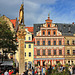 Erfurt, Fischmarkt mit Römersäule und Haus "Zum Breiten Herd"