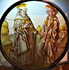 torre abbey, devon , c16 st anthony and st giles  flemish glass roundel (4)