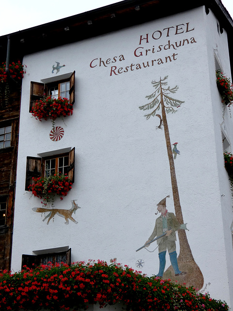 Klosters- Murals on Hotel Chesa Grischuna