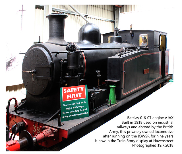 The Isle of Wight Steam Railway Barclay 0-6-0T Ajax at Haven Street19 7 2018