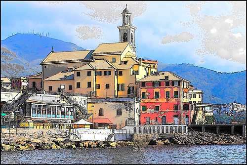 La chiesa di S.Antonio a Boccadasse - elaborazione "fumetto"