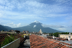 Antigua de Guatemala, Agua Volcano (3760m) and City Rooftops
