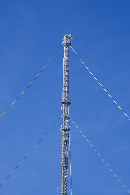 Ice covered TV Mast at Holme Moss