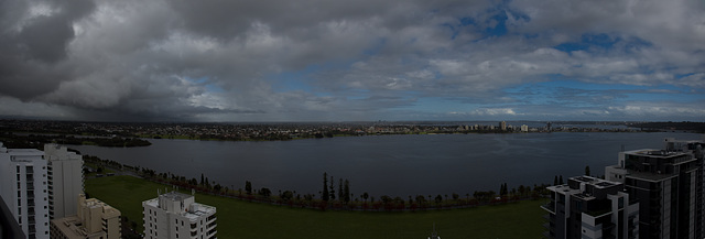 A rainy day 22 floors up - View of South of Perth.