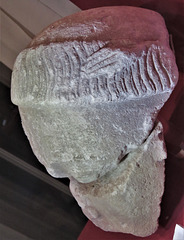 torre abbey, devon , head of a monk from a c15 tomb effigy, nb the angel's hand (1)