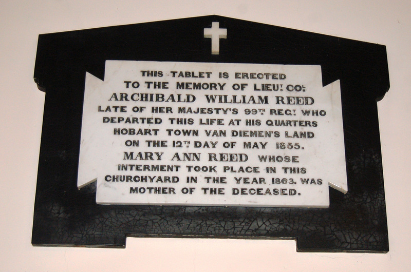 Memorial to Archibald William Reed, Saint Peter's Church, Humshaugh, Northumberland