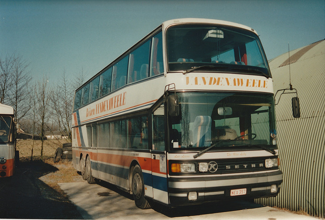 Vandenaweele Setra S225DT at their garage, Hooglede-Gits, Roeselare, Belgium - 5 Feb 1995