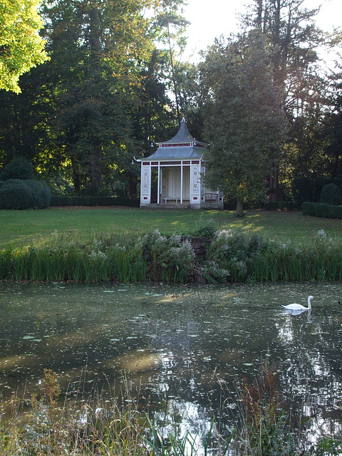 Wrest Park: Chinese Temple seen across Broad Water 2011-10-03