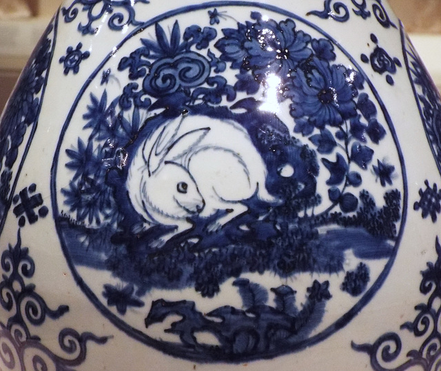 Detail of the Ming Dynasty Vase with Rabbits in the Metropolitan Museum of Art, August 2023