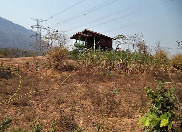 Maison électrique parmi la végétation (Laos)