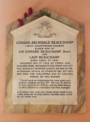 Memorial to Edward Beauchamp, St Margaret's Church, Thorpe Market, Norfolk
