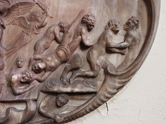 st petrock, exeter,memorial to jonathan and elizabeth ivie, +1717 and 1698, with doom by john weston