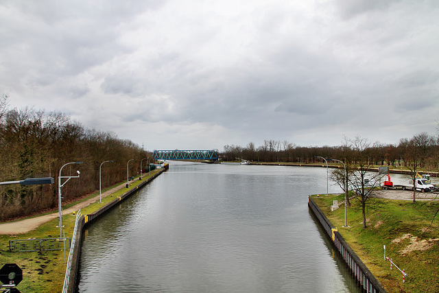 Wesel-Datteln-Kanal, Unterwasser der Schleusengruppe Datteln-Natrop / 19.02.2022
