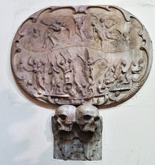 st petrock, exeter, tomb of jonathan and elizabeth ivie, +1717 and 1698, with doom by john weston