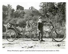 Percy Pritchard aged 7 - with his father's motorcycle in 1903