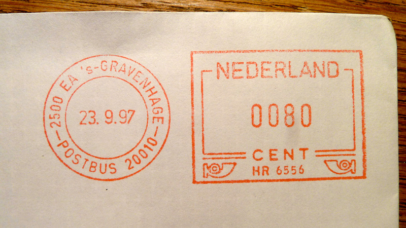 Dutch franking machine impression – Hasler Mailmaster