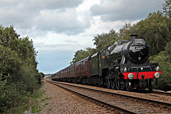 Stanier LMS class 6P Jubilee 45627 SIERRA LEONE (45699) at Robins Bottom Plantation Crossing with 1Z32 15.52 Scarborough - Liverpool The Coast to Coast Express 11th September 2021. (steam as far as Milford Loop)