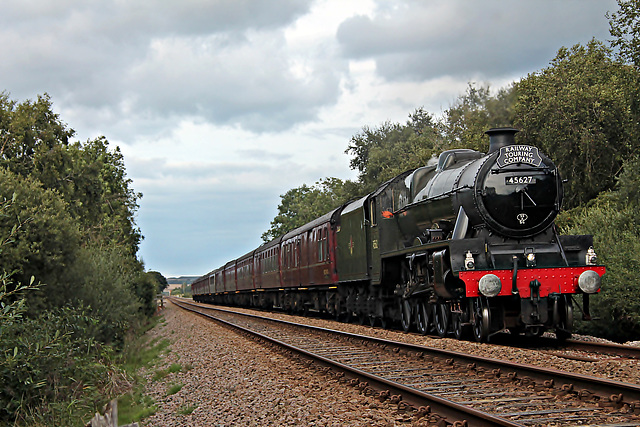 Stanier LMS class 6P Jubilee 45627 SIERRA LEONE (45699) at Robins Bottom Plantation Crossing with 1Z32 15.52 Scarborough - Liverpool The Coast to Coast Express 11th September 2021. (steam as far as Mi