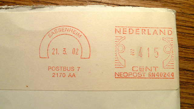 Dutch franking machine impression – Neopost “EFM”