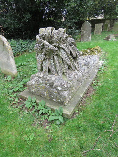 barnack church, hunts  (55) c19 gravestone with fallen palm tree to george ayscough booth +1868