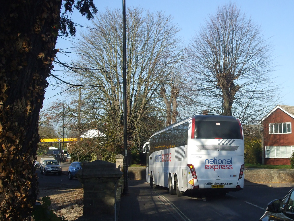 DSCF5449 Whippet Coaches (National Express contractor) NX28 (BV67 JZN) in Mildenhall - 18 Nov 2018