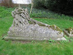 barnack church, hunts  (56) c19 gravestone with fallen palm tree to george ayscough booth +1868