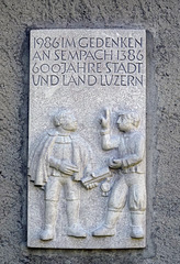 Gedenktafel Schlacht zu Sempach 1386 und 600 Jahre Stadt und Land Luzern