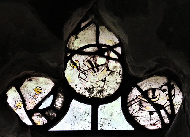 brinklow church, warks (9)c15 tracery glass bird