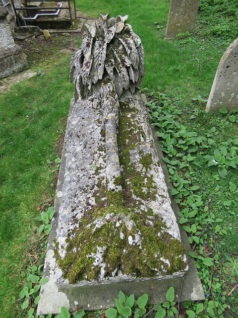 barnack church, hunts  (57) c19 gravestone with fallen palm tree to george ayscough booth +1868