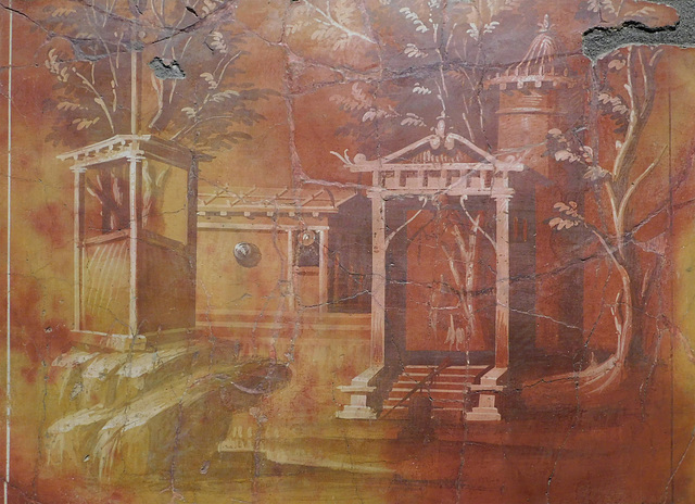 Detail of an Architectural Landscape from the Villa of the Papyri in Herculaneum at ISAW, May 2022