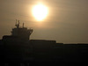 Deckhaus der Hyundai Dream unter der Abendsonne