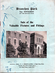 Fixtures ad Fittings Auction Catalogue (1957), Branches Park, Suffolk (Demolished)