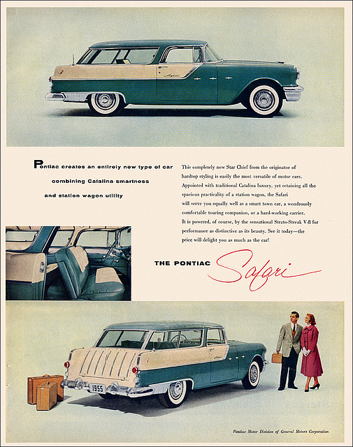 Pontiac Safari Automobile Ad, 1955