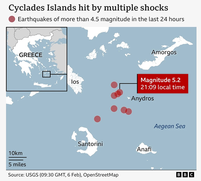 vol - earthquake swarm nr Santorini