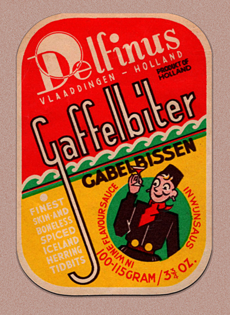 Delfinus Canned Herring Label, c1950