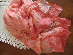 silk scarf, dyed with madder root