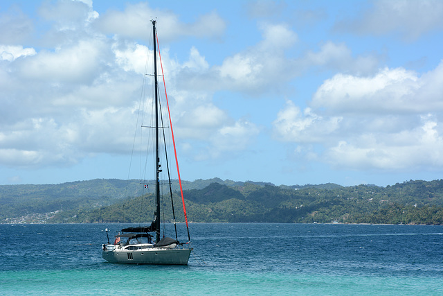 Dominican Republic, Yacht off the Сoast of Bacardi Island