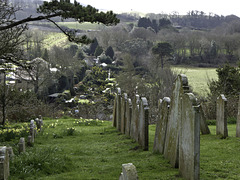 All Saints Church Godshill - a view to Godshill minature village from the churchyard