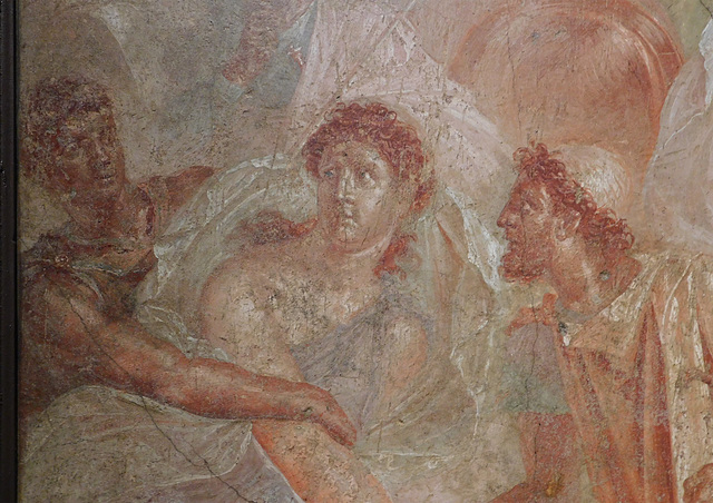 Detail of the Fresco of Achilles on the Island of Skyros from the House of the Dioscuri in Pompeii at ISAW, May 2022