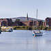 Two Yachts Tied Together Sailing down the River Leven