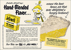 Jell-Well Pie Filling/Pudding Ad, 1953