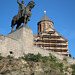 Statue of King Vakhtang and Metekhi Church