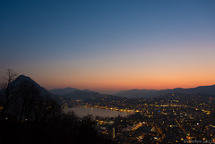 Abendstimmung über Lugano - pls. view on black background  (© Buelipix)