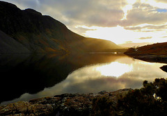 Low sun reflected on Wastwater, Nether Wasdale, Cumbria