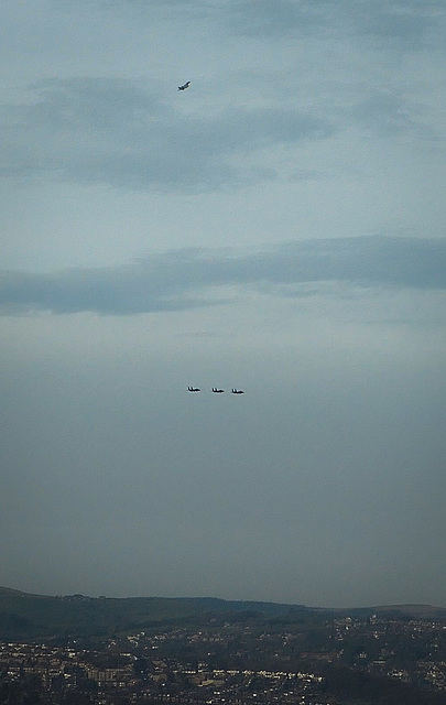 Sheffield.. UK. Four - very significant specks in the sky.