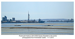 Portsmouth Harbour with HMS Queen Elizabeth 11 7 2019