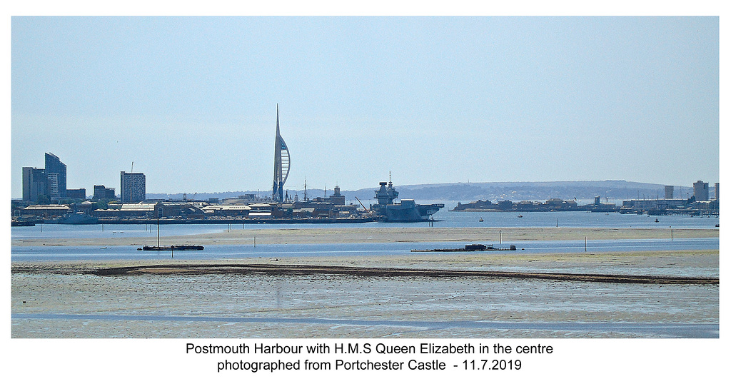 Portsmouth Harbour with HMS Queen Elizabeth 11 7 2019