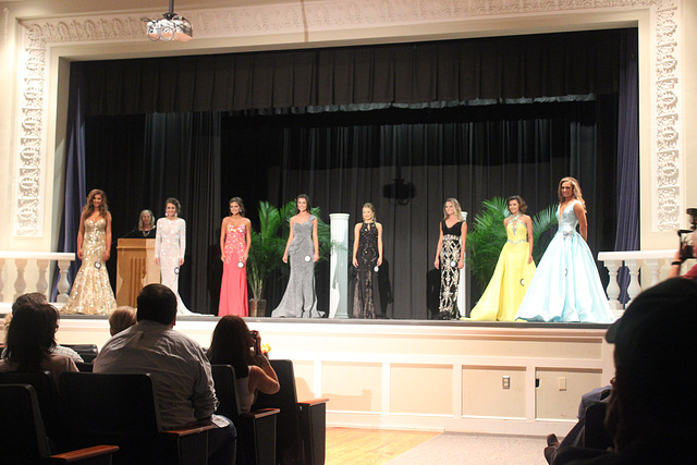 Young Ladies competing for Queen of local High School....(4th from left in Silver metallic Gown is our next door neighbor, she g             ot first runner- up) Winner was the extreme right,  aqua go