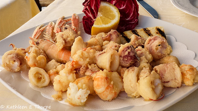 Venice - Hosteria al Vecio Bragosso calamari and prawns - 060314